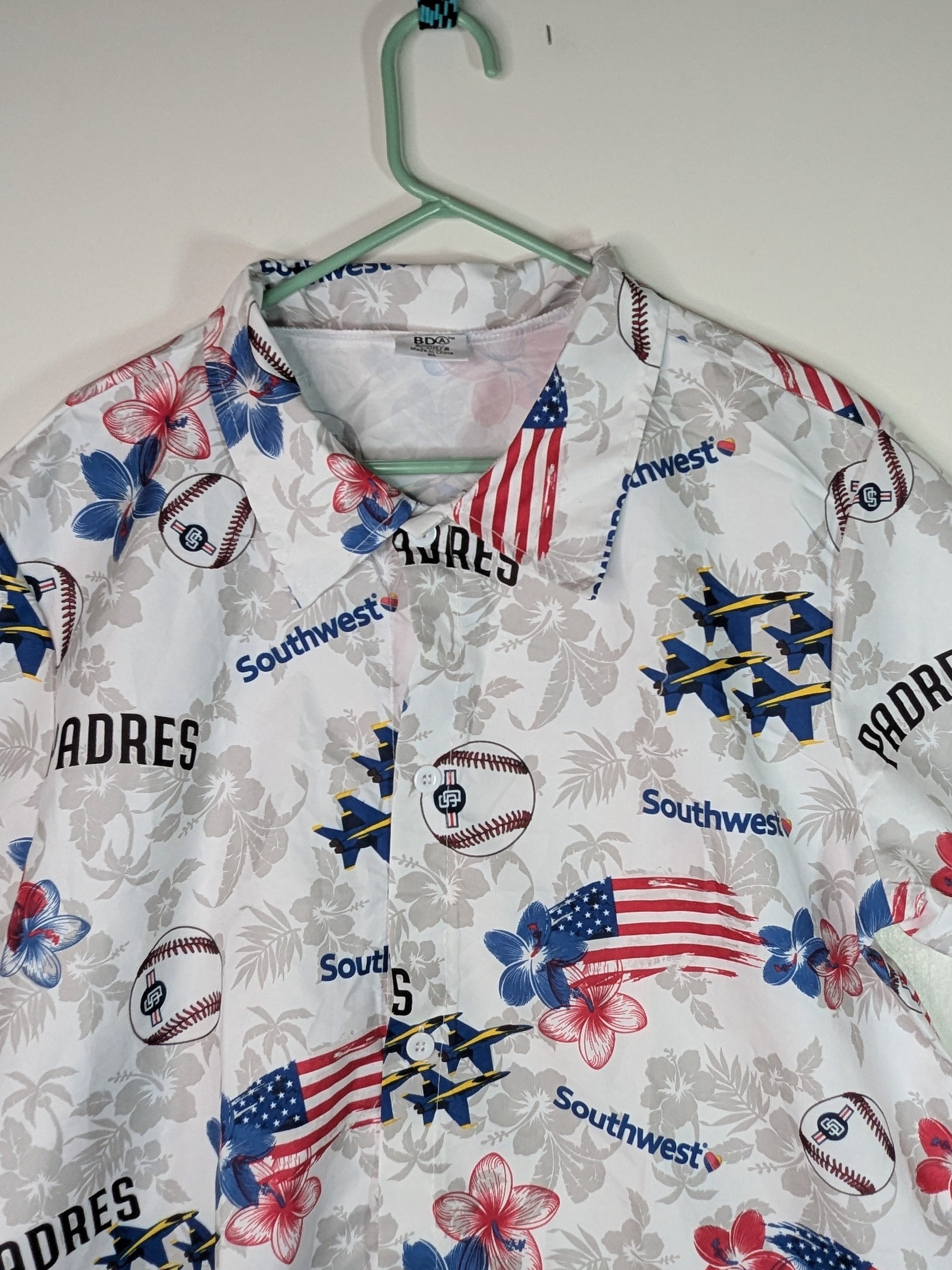 San Diego White Floral Patriotic Button-Up Shirt